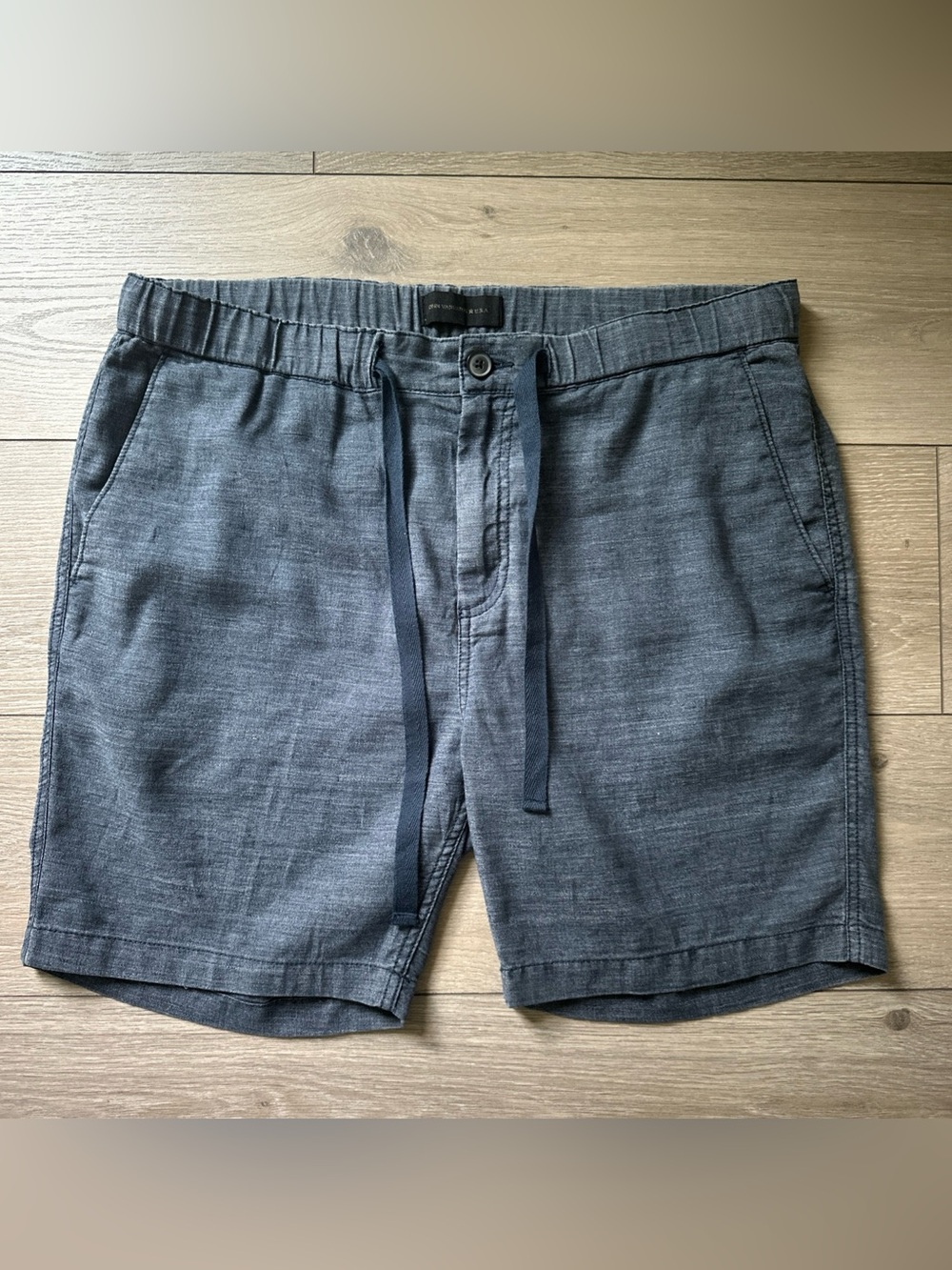 John Varvatos USA Shorts Men’s Size 36 Linen Blend Blue Grey Beach Summertime